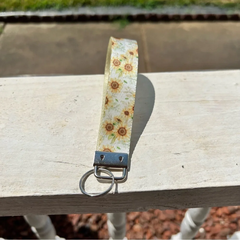 Handmade Sunflower Yellow Keychain Wristlet